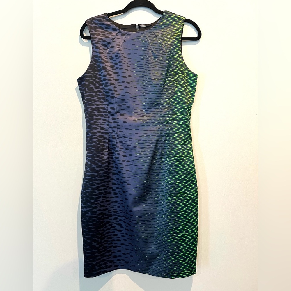 Elie Tahari Blue and Green Sleeveless Dress